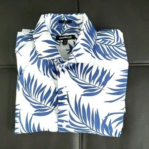 Men's Express Button Down Shirt Summer Leaves
